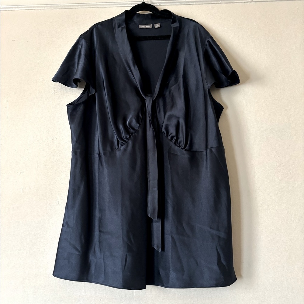 Silky Blouse W/ Tie-Front